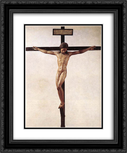 Crucifixion 20x24 Black Ornate Wood Framed Art Print Poster with Double Matting by Michelangelo