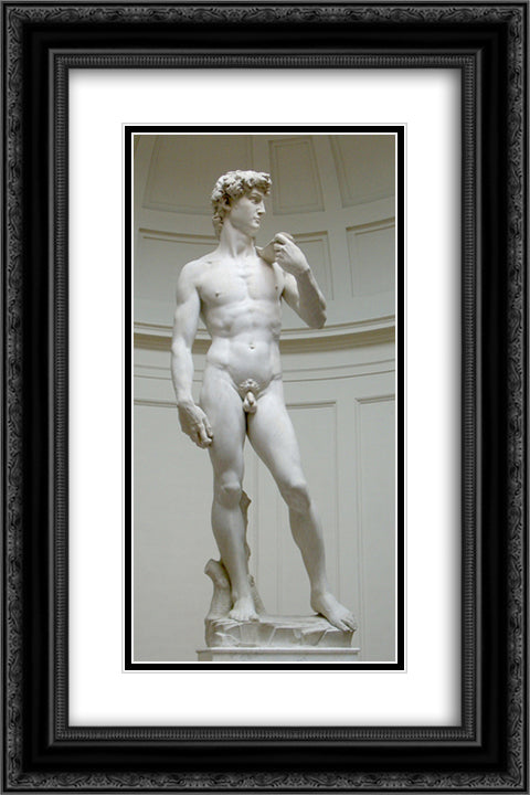 David 16x24 Black Ornate Wood Framed Art Print Poster with Double Matting by Michelangelo