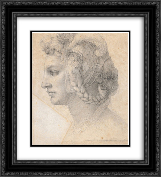 Ideal head of a woman 20x22 Black Ornate Wood Framed Art Print Poster with Double Matting by Michelangelo