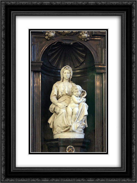 Madonna and Child 18x24 Black Ornate Wood Framed Art Print Poster with Double Matting by Michelangelo