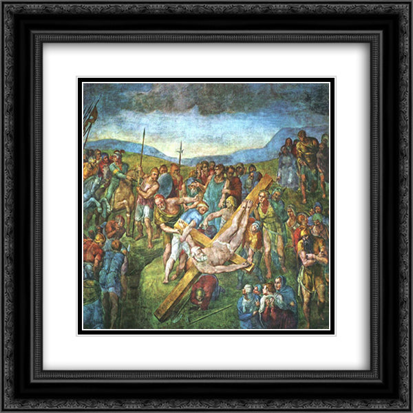 Martyrdom of St.Peter 20x20 Black Ornate Wood Framed Art Print Poster with Double Matting by Michelangelo