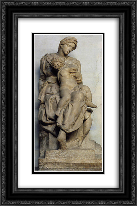 Medici Madonna 16x24 Black Ornate Wood Framed Art Print Poster with Double Matting by Michelangelo