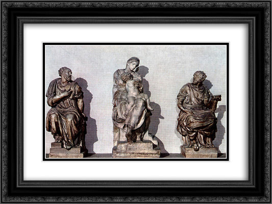 Medici Madonna between St. Cosmas and St. Damian 24x18 Black Ornate Wood Framed Art Print Poster with Double Matting by Michelangelo