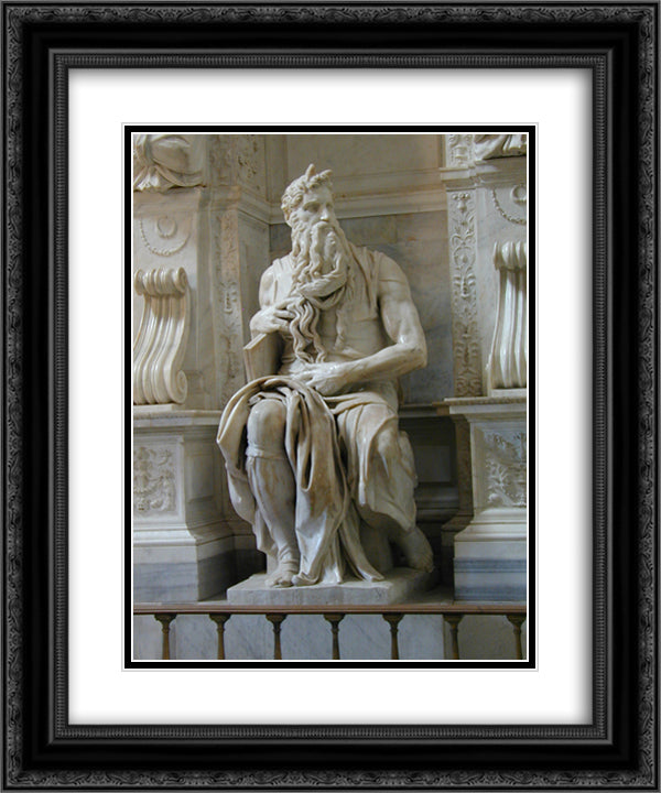 Moses 20x24 Black Ornate Wood Framed Art Print Poster with Double Matting by Michelangelo