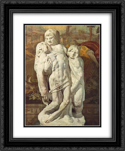 Palestrina Pieta 20x24 Black Ornate Wood Framed Art Print Poster with Double Matting by Michelangelo