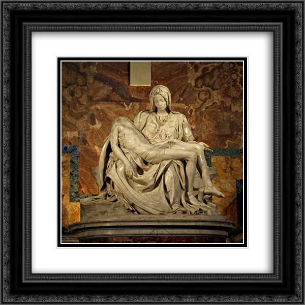 Pieta 20x20 Black Ornate Wood Framed Art Print Poster with Double Matting by Michelangelo