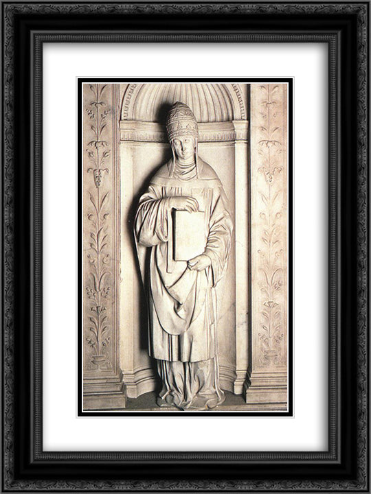 Pius 18x24 Black Ornate Wood Framed Art Print Poster with Double Matting by Michelangelo