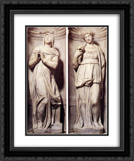 Rachel and Leah 20x24 Black Ornate Wood Framed Art Print Poster with Double Matting by Michelangelo