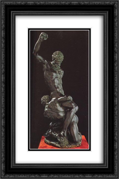 Samson and Two Philistines 16x24 Black Ornate Wood Framed Art Print Poster with Double Matting by Michelangelo