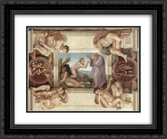 Sistine Chapel Ceiling Creation of Eve 24x20 Black Ornate Wood Framed Art Print Poster with Double Matting by Michelangelo