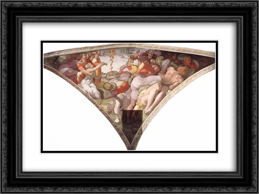 Sistine Chapel Ceiling The Brazen Serpent 24x18 Black Ornate Wood Framed Art Print Poster with Double Matting by Michelangelo