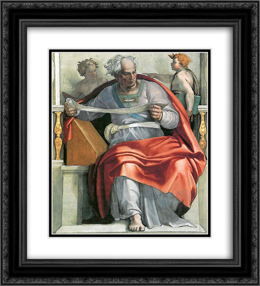 Sistine Chapel Ceiling The Prophet Joel 20x22 Black Ornate Wood Framed Art Print Poster with Double Matting by Michelangelo