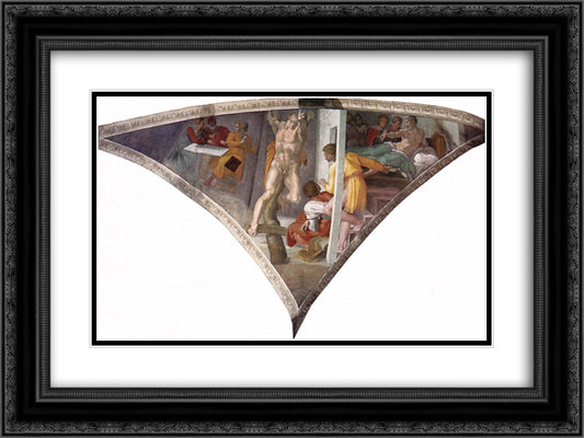 Sistine Chapel Ceiling The Punishment of Haman 24x18 Black Ornate Wood Framed Art Print Poster with Double Matting by Michelangelo