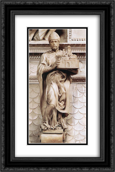 St. Petronius 16x24 Black Ornate Wood Framed Art Print Poster with Double Matting by Michelangelo