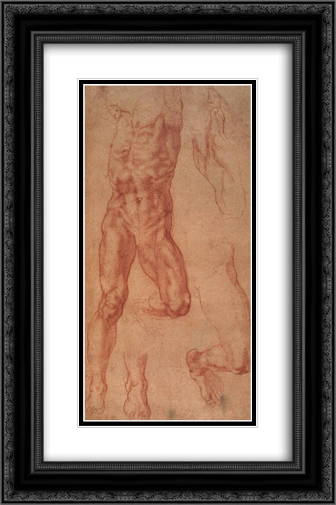 Study for Haman 16x24 Black Ornate Wood Framed Art Print Poster with Double Matting by Michelangelo