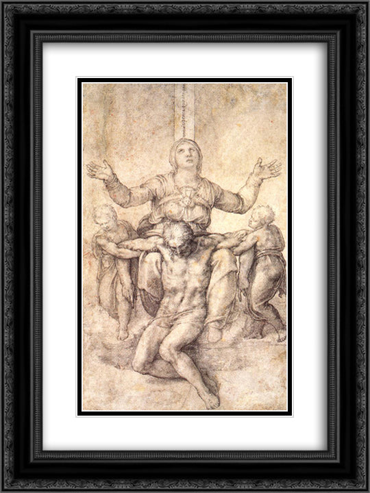 Study for the Colonna Pieta 18x24 Black Ornate Wood Framed Art Print Poster with Double Matting by Michelangelo