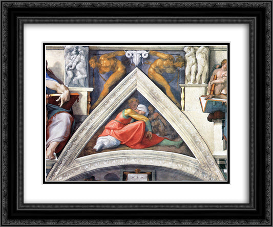 The Ancestors of Christ Asa 24x20 Black Ornate Wood Framed Art Print Poster with Double Matting by Michelangelo