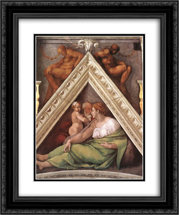 The Ancestors of Christ Hezekiah 20x24 Black Ornate Wood Framed Art Print Poster with Double Matting by Michelangelo