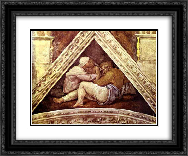 The Ancestors of Christ Josias 24x20 Black Ornate Wood Framed Art Print Poster with Double Matting by Michelangelo