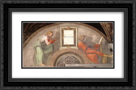 The Ancestors of Christ Nahshon 24x16 Black Ornate Wood Framed Art Print Poster with Double Matting by Michelangelo