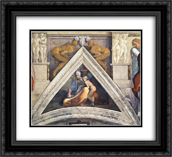 The Ancestors of Christ Salmon 22x20 Black Ornate Wood Framed Art Print Poster with Double Matting by Michelangelo