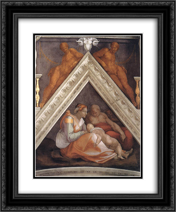 The Ancestors of Christ Zerubbabel 20x24 Black Ornate Wood Framed Art Print Poster with Double Matting by Michelangelo