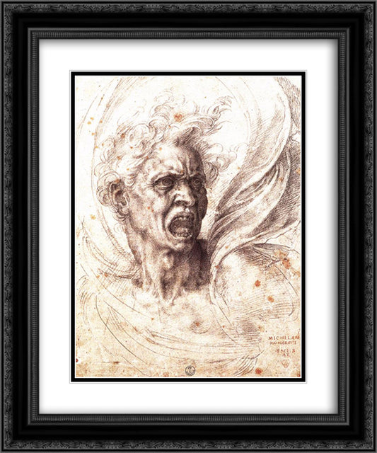 The Damned Soul 20x24 Black Ornate Wood Framed Art Print Poster with Double Matting by Michelangelo