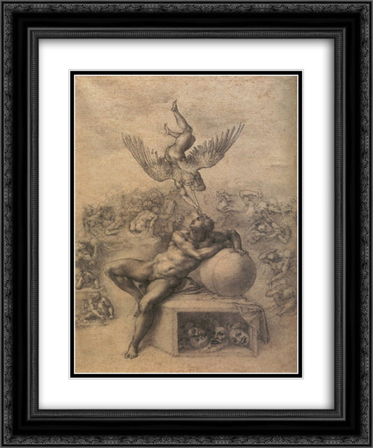 The Dream of Human Life 20x24 Black Ornate Wood Framed Art Print Poster with Double Matting by Michelangelo