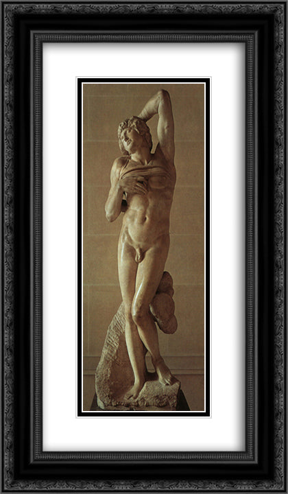 The Dying Slave 14x24 Black Ornate Wood Framed Art Print Poster with Double Matting by Michelangelo