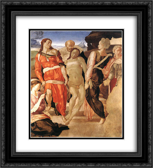 The Entombment 20x22 Black Ornate Wood Framed Art Print Poster with Double Matting by Michelangelo