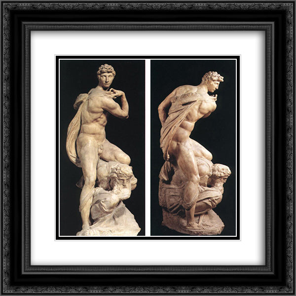 The Genius of Victory 20x20 Black Ornate Wood Framed Art Print Poster with Double Matting by Michelangelo