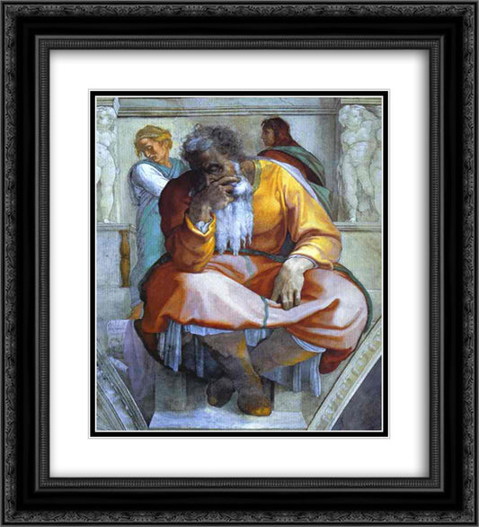 The Prophet Jeremiah 20x22 Black Ornate Wood Framed Art Print Poster with Double Matting by Michelangelo