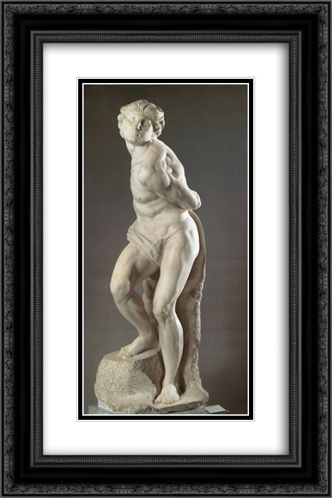 The Rebellious Slave 16x24 Black Ornate Wood Framed Art Print Poster with Double Matting by Michelangelo