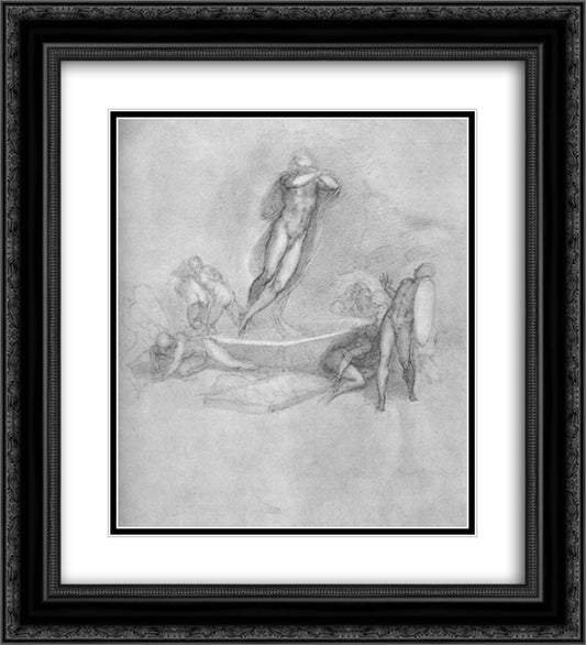 The Resurrection of Christ 20x22 Black Ornate Wood Framed Art Print Poster with Double Matting by Michelangelo