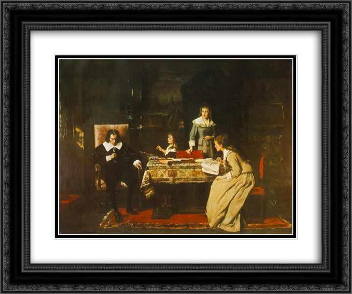 Milton 24x20 Black Ornate Wood Framed Art Print Poster with Double Matting by Munkacsy, Mihaly