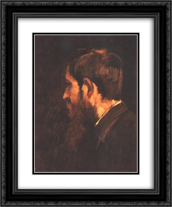 Portrait of Laszlo Paal 20x24 Black Ornate Wood Framed Art Print Poster with Double Matting by Munkacsy, Mihaly