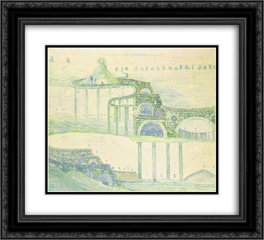 Allegro (Sonata of the Serpent) 22x20 Black Ornate Wood Framed Art Print Poster with Double Matting by Ciurlionis, Mikalojus
