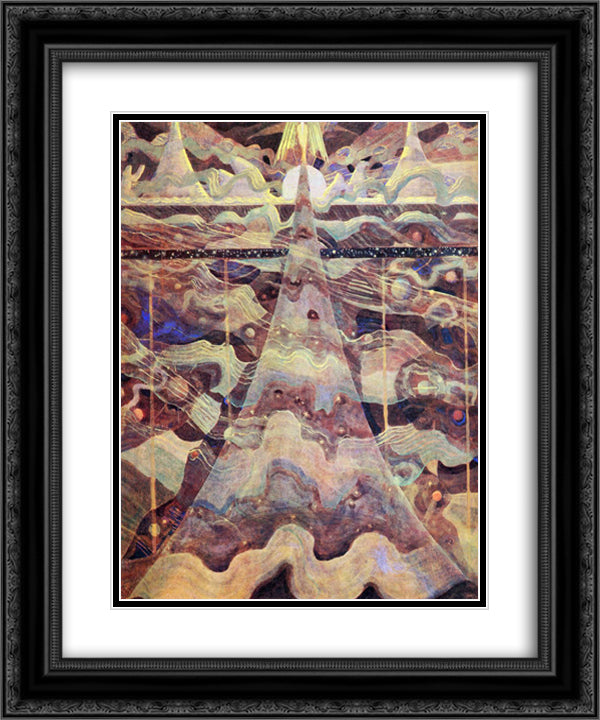 Allegro (Sonata of the Stars) 20x24 Black Ornate Wood Framed Art Print Poster with Double Matting by Ciurlionis, Mikalojus
