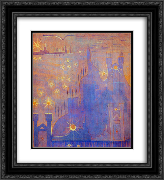 Allegro (Sonata of the Sun) 20x22 Black Ornate Wood Framed Art Print Poster with Double Matting by Ciurlionis, Mikalojus