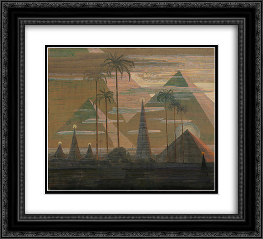 Andante (Sonata of the Pyramids) 22x20 Black Ornate Wood Framed Art Print Poster with Double Matting by Ciurlionis, Mikalojus