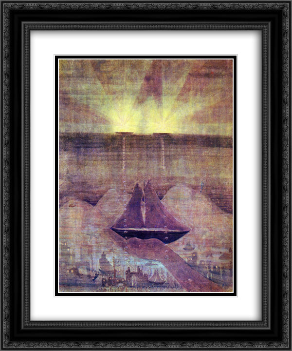 Andante (Sonata of the Sea) 20x24 Black Ornate Wood Framed Art Print Poster with Double Matting by Ciurlionis, Mikalojus