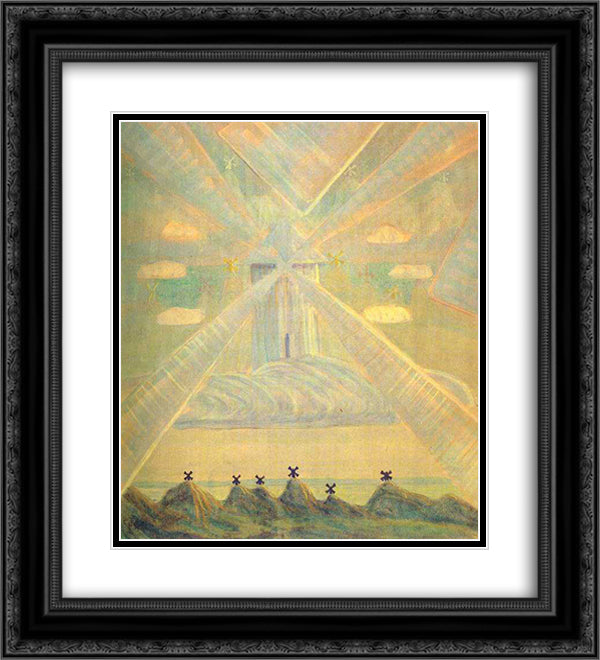 Andante (Sonata of the Spring) 20x22 Black Ornate Wood Framed Art Print Poster with Double Matting by Ciurlionis, Mikalojus