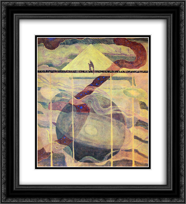 Andante (Sonata of the Stars) 20x22 Black Ornate Wood Framed Art Print Poster with Double Matting by Ciurlionis, Mikalojus