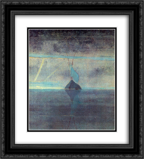 Capricon 20x22 Black Ornate Wood Framed Art Print Poster with Double Matting by Ciurlionis, Mikalojus