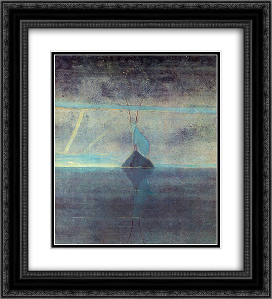 Capricon 20x22 Black Ornate Wood Framed Art Print Poster with Double Matting by Ciurlionis, Mikalojus
