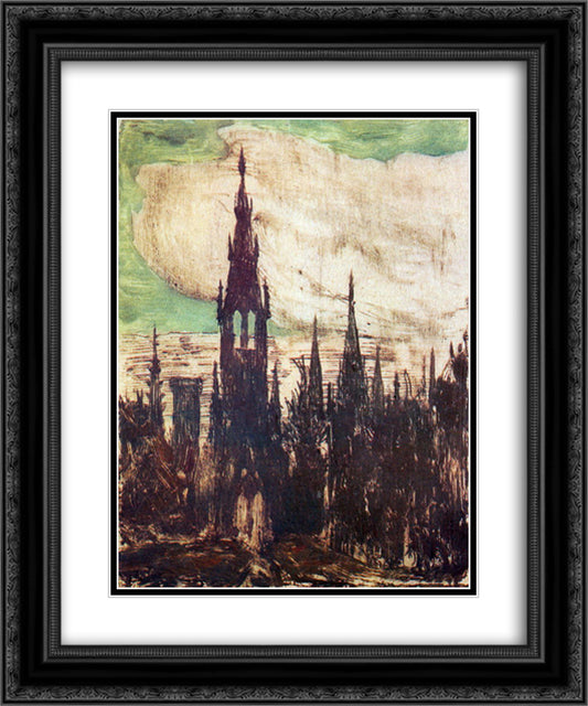 City (Towers) 20x24 Black Ornate Wood Framed Art Print Poster with Double Matting by Ciurlionis, Mikalojus
