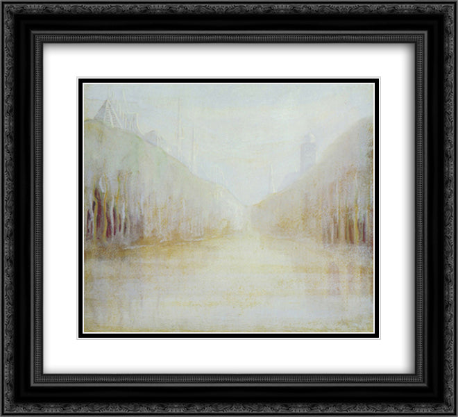 Daybreak (II) 22x20 Black Ornate Wood Framed Art Print Poster with Double Matting by Ciurlionis, Mikalojus