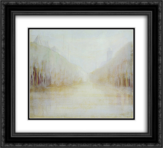Daybreak (II) 22x20 Black Ornate Wood Framed Art Print Poster with Double Matting by Ciurlionis, Mikalojus