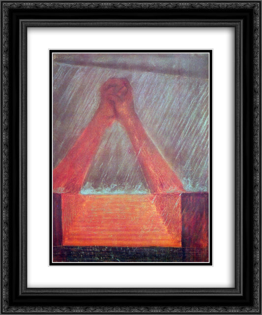 Deluge (VI) 20x24 Black Ornate Wood Framed Art Print Poster with Double Matting by Ciurlionis, Mikalojus