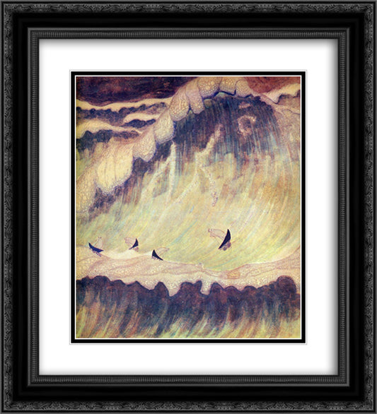 Finale (Sonata of the Sea) 20x22 Black Ornate Wood Framed Art Print Poster with Double Matting by Ciurlionis, Mikalojus